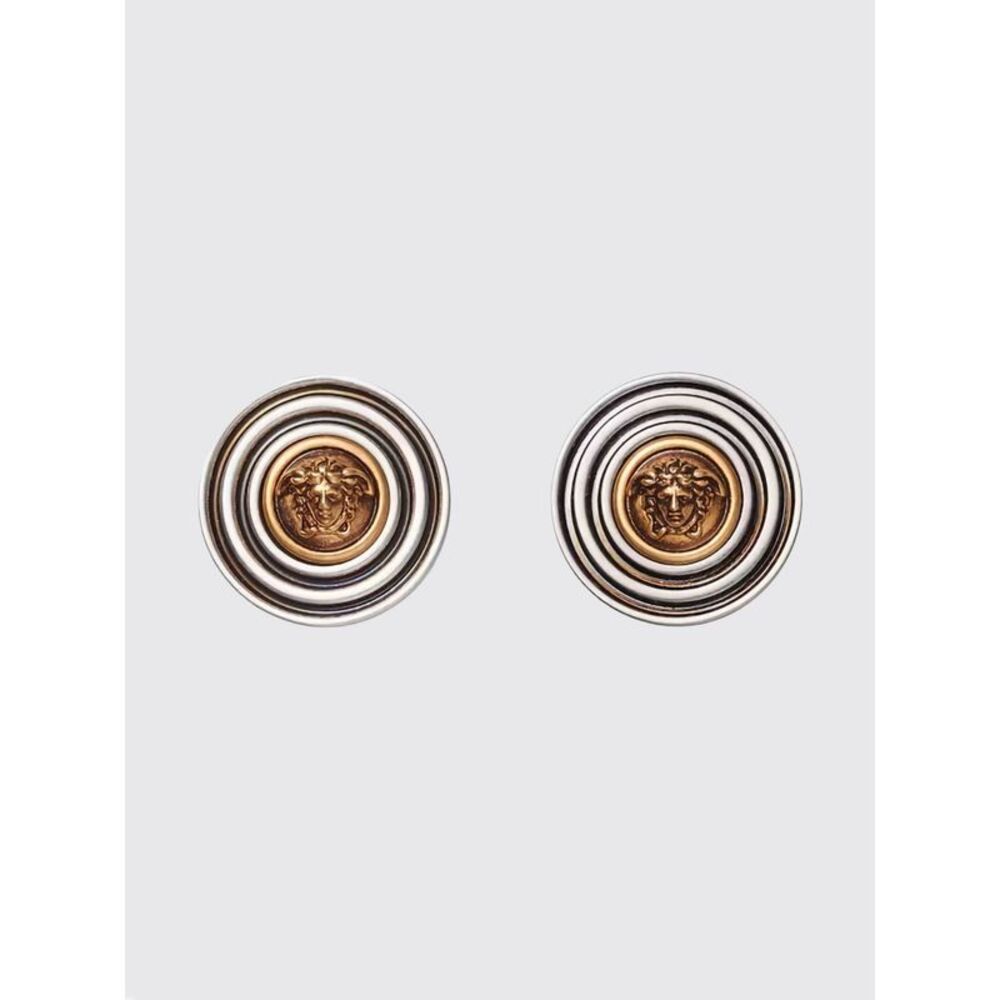 Versace Men Versace Bicolour Metal Earrings With Abstract Design